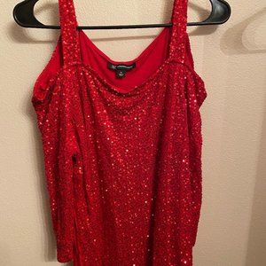 Sequined Shoulder Peekaboo Blouse
